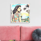 Aloha Girl Canvas Afdruk (Insitu (Woonkamer))
