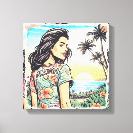 Aloha Girl Canvas Afdruk