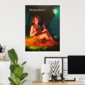 Aloha Girl met Ukulele (tekst aanpasbaar) Poster (Thuiskantoor)
