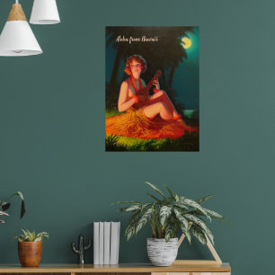 Aloha Girl met Ukulele (tekst aanpasbaar) Poster