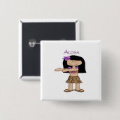 Aloha Girl Vierkante Button 5,1 Cm (Voorkant /achterkant)