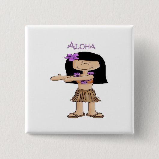 Aloha Girl Vierkante Button 5,1 Cm (Voorkant)