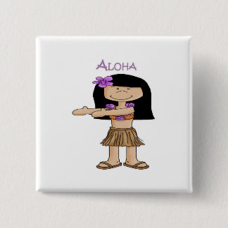 Aloha Girl Vierkante Button 5,1 Cm