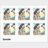 Aloha Girl Vierkante Sticker (Vel)