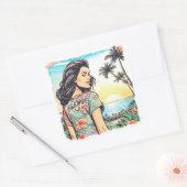 Aloha Girl Vierkante Sticker (Envelop)