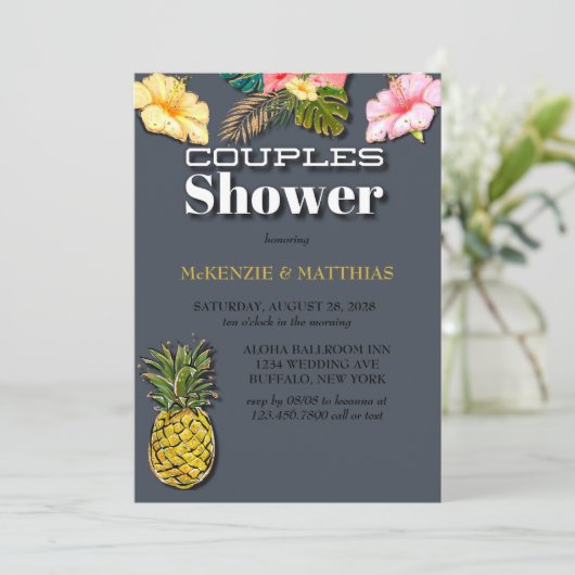 Aloha Glitter Couples Shower Kaart (Staand voorkant)