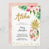 Aloha Gold Ananas Verjaardag Uitnodiging (Voorkant / Achterkant)