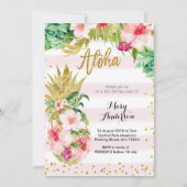 Aloha Gold Ananas Verjaardag Uitnodiging Volwassen (Voorkant)