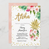 Aloha Gold Pineapple Bruids Douche Uitnodiging (Voorkant / Achterkant)