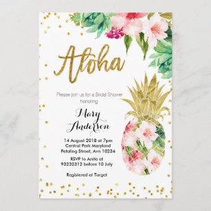 Aloha Gold Pineapple Bruids Douche Uitnodiging