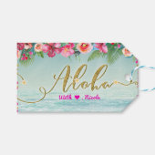 ALOHA Gold Tropical Beach Hibiscus Bloemengunst Cadeaulabel (Voorkant (Horizontaal))