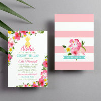 Aloha Grad Luau Tropische Hibiscus Uitnodiging