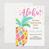Aloha Graduation Party Invitation Pineapple hawaii Kaart (Voorkant / Achterkant)
