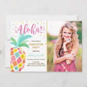 Aloha Graduation Party Invitation Pineapple hawaii Kaart (Voorkant)