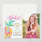 Aloha Graduation Party Invitation Pineapple hawaii Kaart (Voorkant / Achterkant)