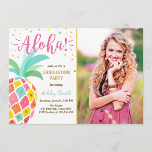 Aloha Graduation Party Invitation Pineapple hawaii Kaart