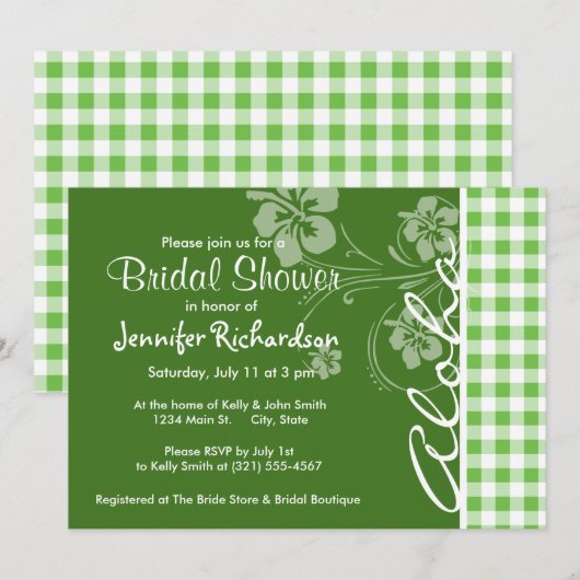 Aloha; groen geruit; Gingham Kaart (Voorkant / Achterkant)