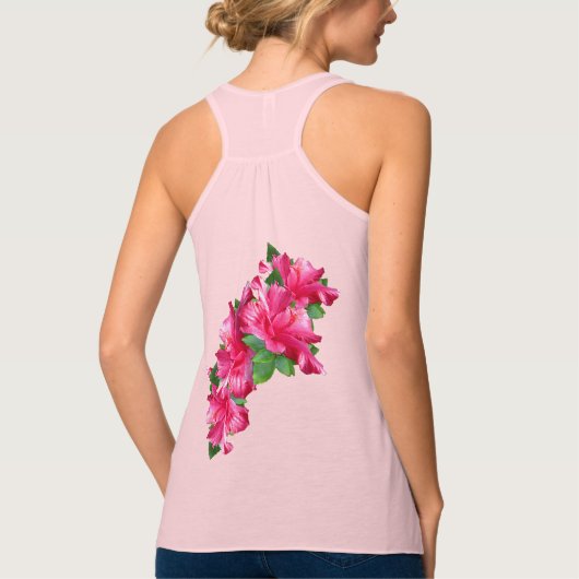 Aloha Happiness Roze Hibiscus Flower Tanktop (Achterkant)