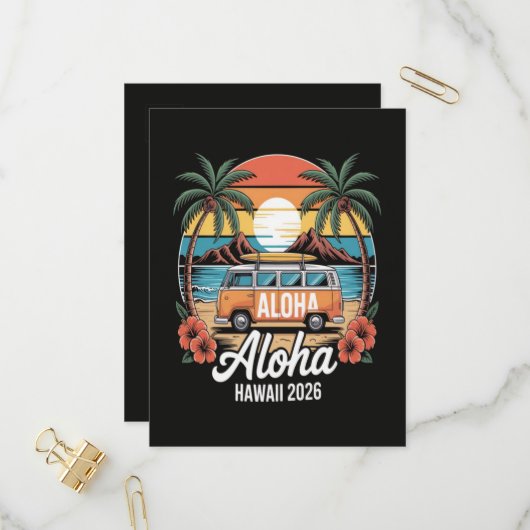 Aloha Hawaï 2026 Uitnodiging Briefkaart (Voorkant / Achterkant in situ)