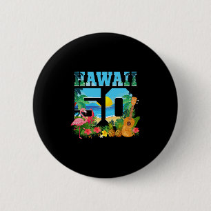Aloha Hawaï 50ste verjaardag Hawaï Tropisch Hawaïa Ronde Button 5,7 Cm
