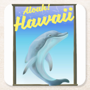Aloha! Hawaï! Dolfijn reizen poster Kartonnen Onderzetters