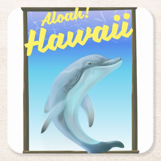 Aloha! Hawaï! Dolfijn reizen poster Kartonnen Onderzetters (Voorkant)