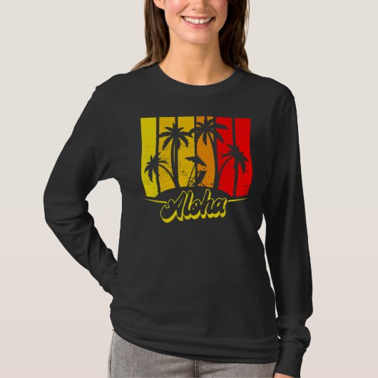 Aloha Hawaï Hawaïaans eiland Palm Trees Beach Va T-shirt (Voorkant)