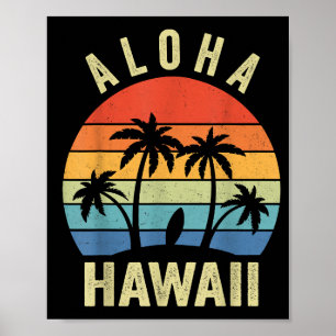 Aloha Hawaï Hawaïaans Eiland Shirt Palm Beach Surf Poster