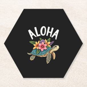 Aloha Hawaï Hawaïaans shirt Schildpad Hibiscus Kin Kartonnen Onderzetters