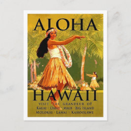 Aloha Hawaï, hula meisje dans, vintage reis Briefkaart