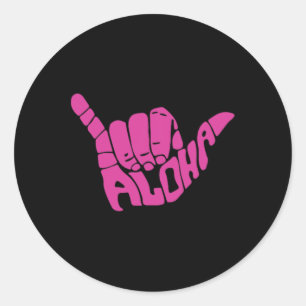 Aloha Hawaï Palmboom Hawaïaans Eiland Strand Surfe Ronde Sticker