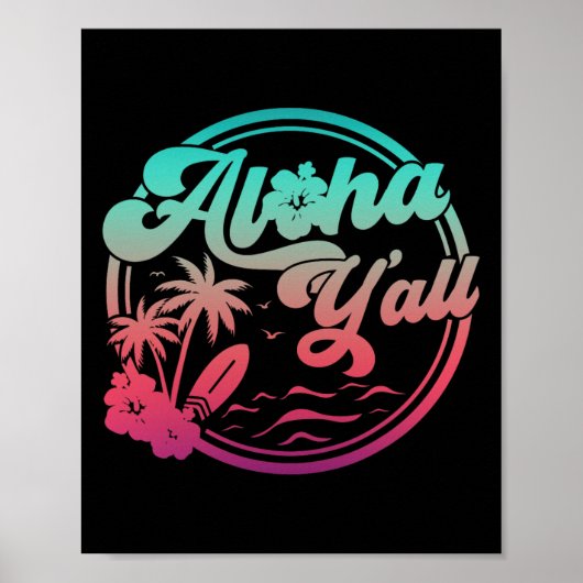 Aloha Hawaï Palmboom Tropisch Hawaï Eiland Be Poster (Voorkant)