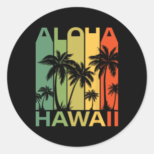 Aloha Hawaï Palmboom Tropisch Hawaïaans Eiland Re Ronde Sticker