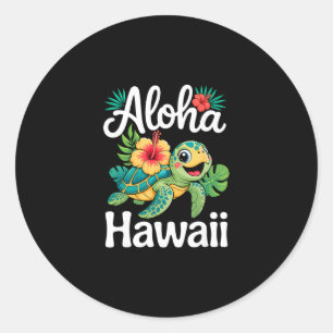 Aloha Hawaï Schildpad Hawaiaans Eiland Kinderen Ma Ronde Sticker