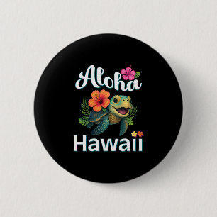 Aloha Hawaï Schildpad Hawaiaans Eiland Kinderen Pe Ronde Button 5,7 Cm