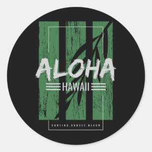 Aloha Hawaï Surfen Sunset Beach Ronde Sticker