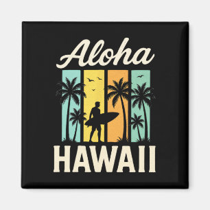 Aloha Hawaï - Surfstrand Palmboom Zonsondergang  Magneet