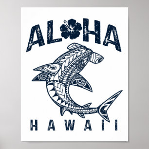 Aloha Hawaï Tril Haai Polynesische Hawaiaanse Stra Poster