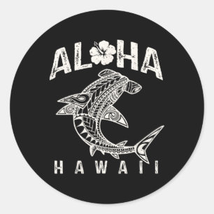 Aloha Hawaï Tril Haai Polynesische Hawaïaanse Stra Ronde Sticker
