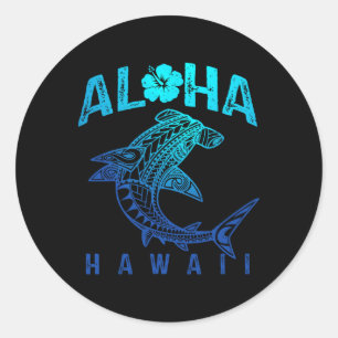 Aloha Hawaï Tril Haai Polynesische Hawaiaanse Stra Ronde Sticker