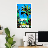 Aloha Hawaï, tropisch eiland, vintage vliegreizen Poster (Thuiskantoor)