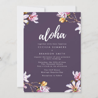 Aloha Hawaï Tropische Bloemen Strand Bruiloft Kaart