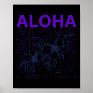 Aloha Hawaï Vakantie Surfen Strand Tropisch Hibisc Poster