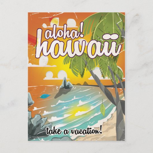 Aloha! Hawaï! vintage reisaffiche cartoon Briefkaart (Voorkant)