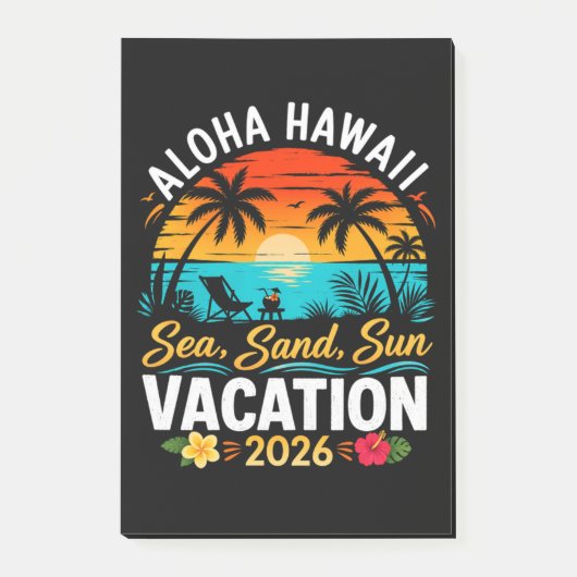 Aloha Hawaï Zee Zand Zon 2026 Post-it® Notes (Voorkant)