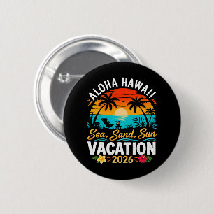 Aloha Hawaï Zee Zand Zon 2026 Ronde Button 5,7 Cm