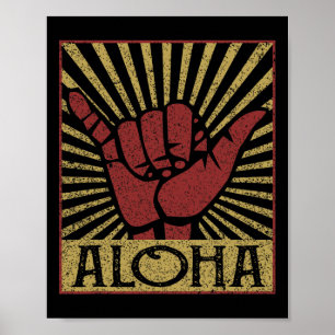 Aloha Hawaïaans Hawaï Vintage Gedistressed Shaka S Poster