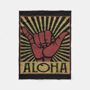 Aloha Hawaïaans Hawaii Vintage Vervuild Shaka Teke Fleece Deken