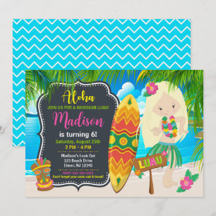 Aloha Hawaïaans Luau Tropisch Meisje Verjaardagsfe Kaart