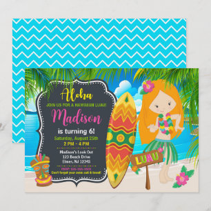 Aloha Hawaïaans Luau Tropisch Meisje Verjaardagsfe Kaart